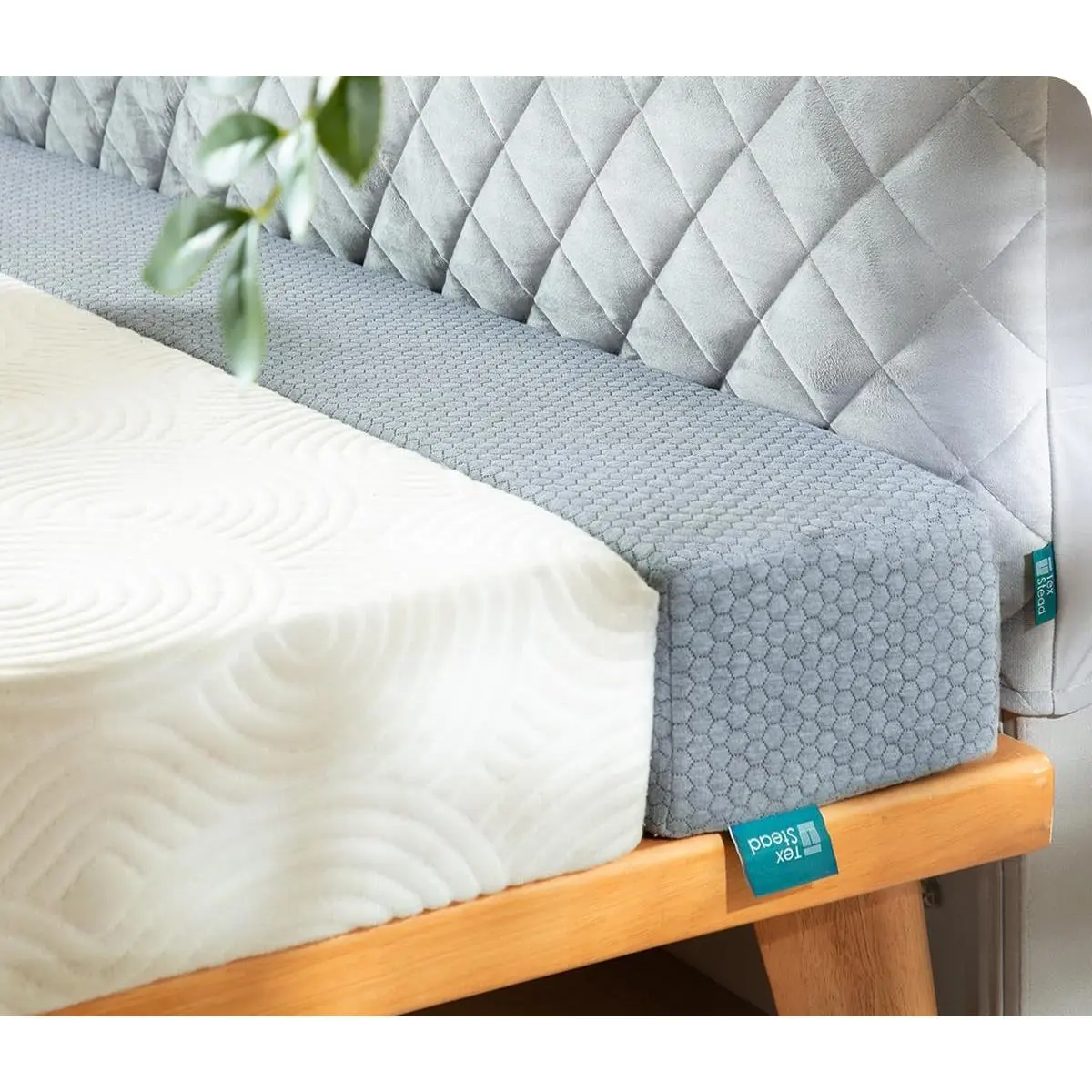 Bed Gap Filler for Headboard & Wall, Mattress Extender Pillow with Removable Cover & Memory , Fills Gaps Between Mattress and Headboard, Stops Items Falling (Light Gray,  Size)