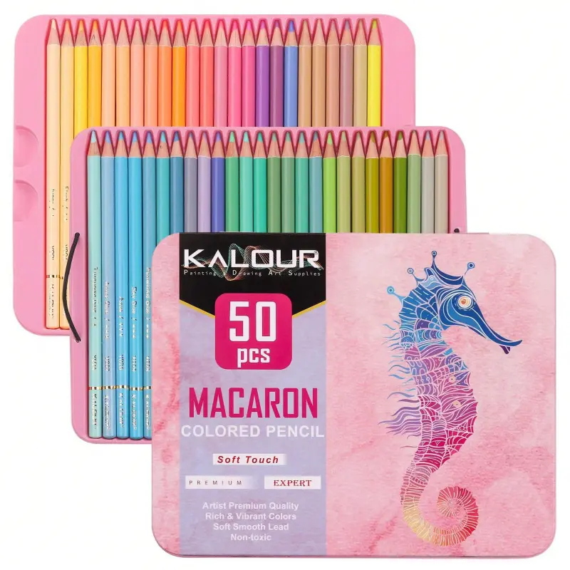 KALOUR Macaron Pastel Colored Pencils, Color Pencil Set,50/72Colors,Artists Soft Core,Ideal for Drawing Sketching Shading,Coloring Pencils for Adults Beginners