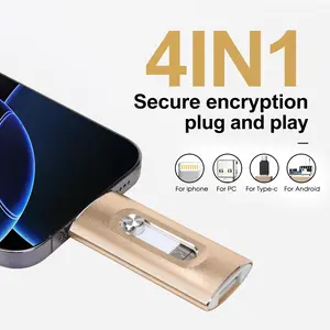 4 in 1 Flash Drive, Portable High Speed USB 3.0 Memory Storage, OTG Flash Pen Drive with Free Type-C Adapter for Android Phones/PC and More Devices, Boyfriend Gift, External Storage