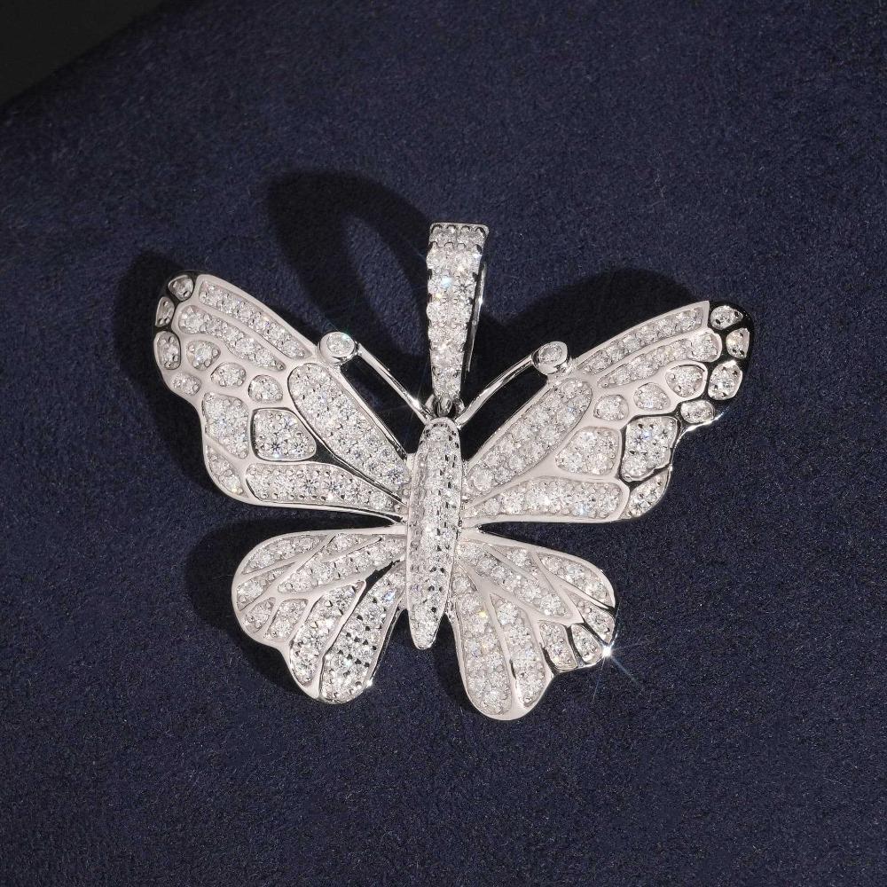 [ICE HUE]18K Gold Vacuum Plated S925 with 5A+ Sri Lanka Moissanite Butterfly Pendant With Free Copper Necklace - Unisex Minimalist Luxury Jewelry Daily Wear Gift Idea