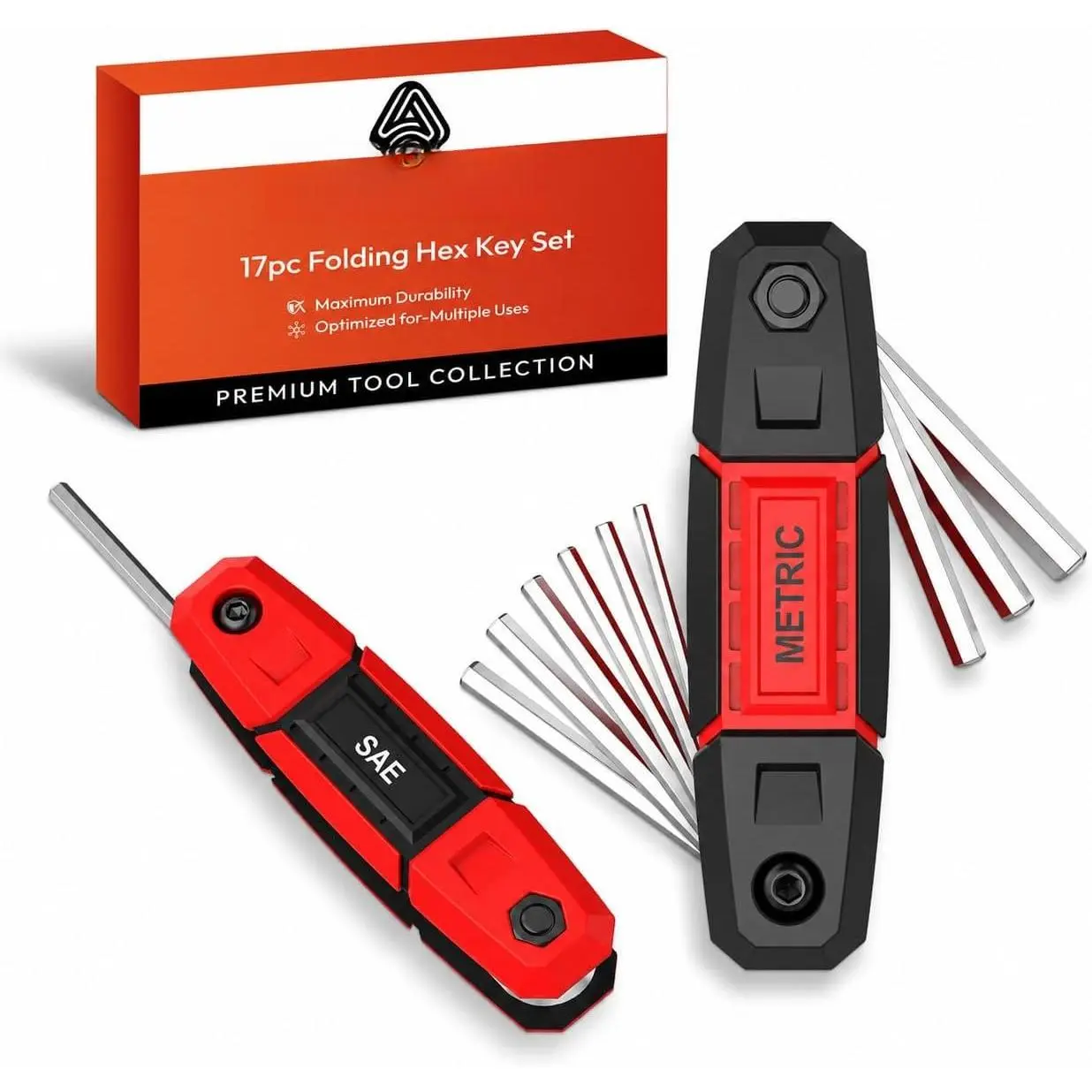 17 count Folding Allen Wrench Sets | Metric & SAE Hex Set Durable & Portable Allen Key Set for , , Automotive, and DIY Repairs