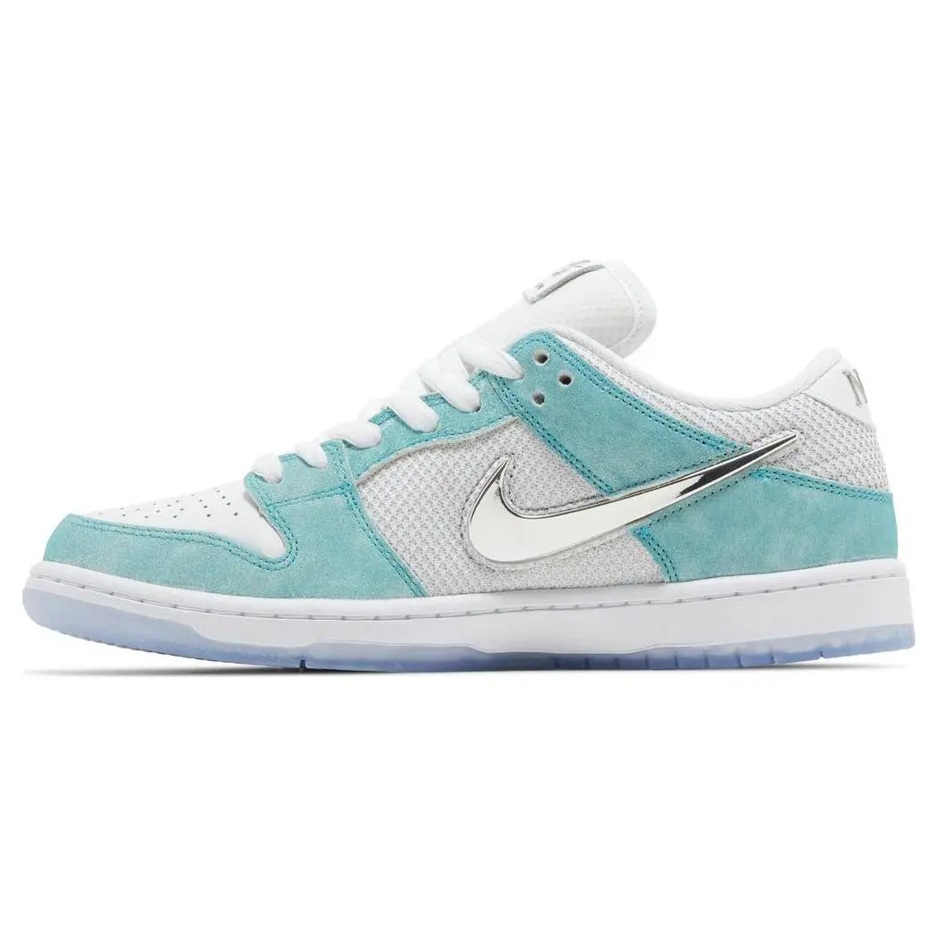 April Skateboards x Nike Dunk SB White and Multicolor Low-Top Suede Skate Shoes for Men and Women Verifiable, with credentials and supporting global authentication