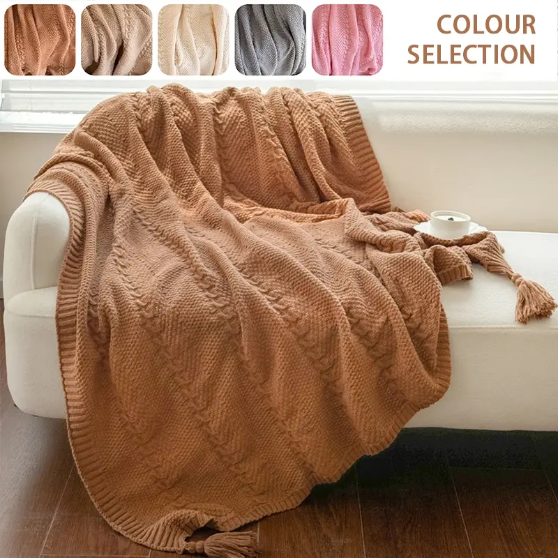 Comfortable Tassel Throw Blanket – Warm and Plush Blanket for Indoor Use, Sofa, Bed and Home Styling