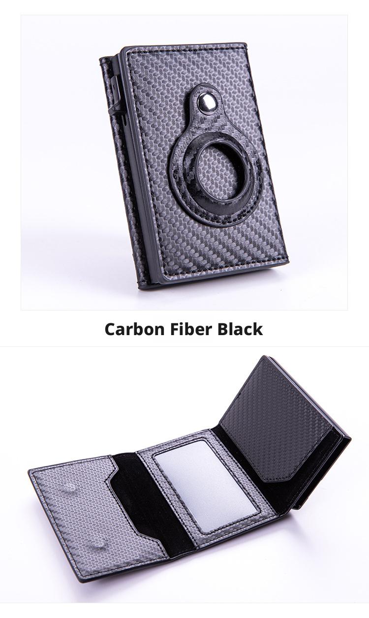 Mens Smart Wallet Card Holder for AirTag: Leather,  RFID Blocking, Slim, Carbon Fiber, Minimalist - 6-9 Card Capacity| ID Window| Cash Slot