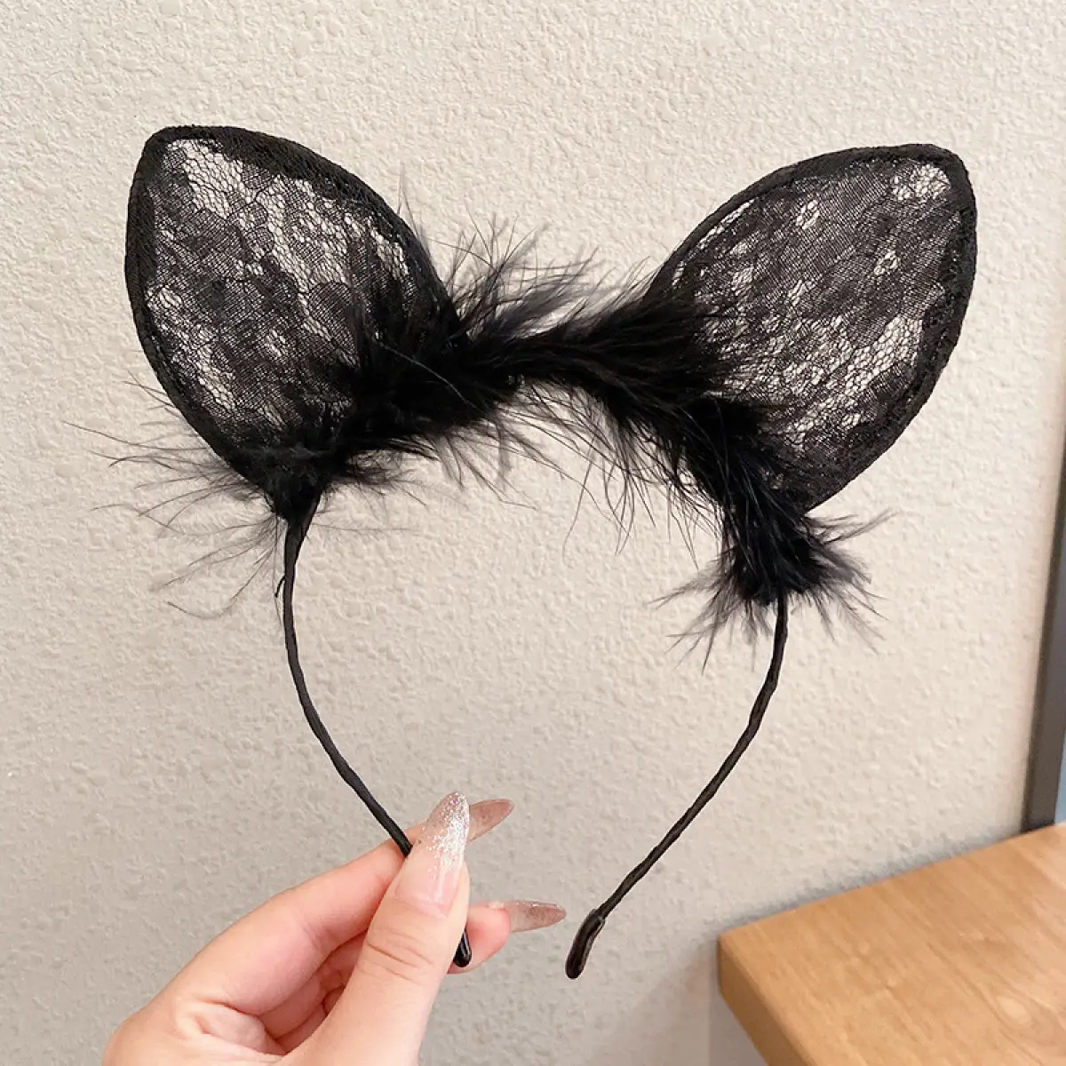 Women's Cute Lace Cat Ear Headband - Female Internet Celebrity Hair Accessory, Bunny Ears Cosplay Party Makeup Accessory, 1 Size (4099)