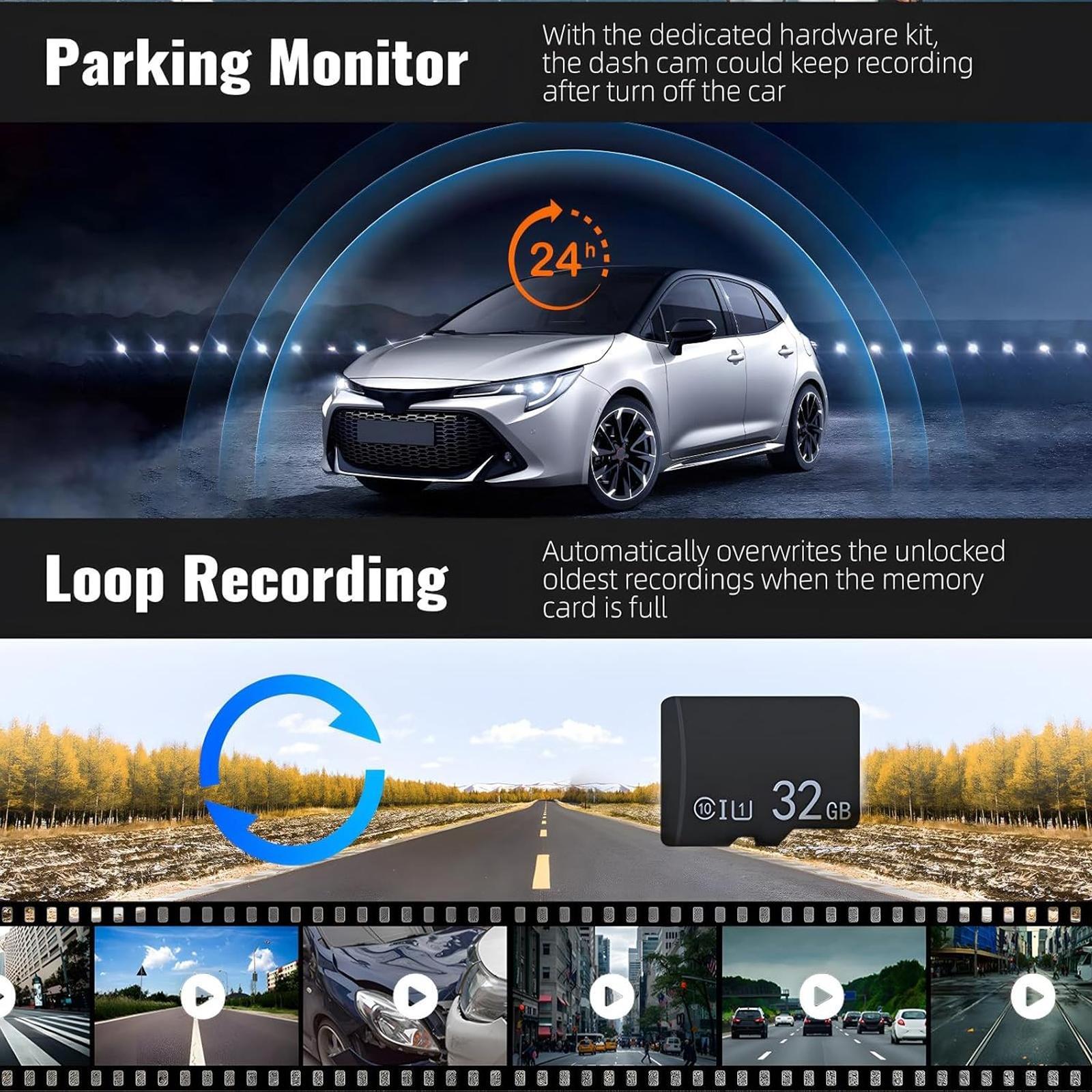1080P HD Car DVR, Car DVR with 32GB Memory Card, Car Driving Recorder with Night-Vision Function, Video Recording Car Camera, Compact Mini Automotive Camera, Vehicle Police Dashcams