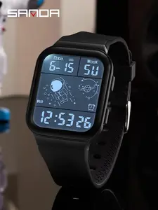 Sanda Fashion Men's Electronic Watch Waterproof Night Light Outdoor Sports Multi functional Alarm Clock Timing Men's Watch