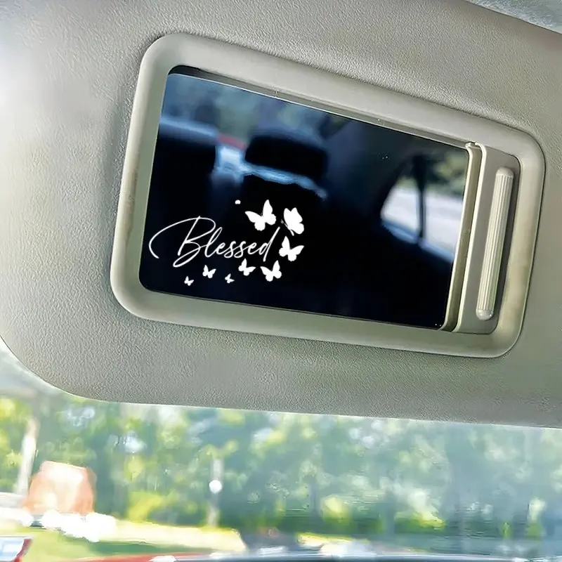 3pcs Vinyl Sticker Set, Blessed Letter Butterfly Blessing Sticker for Water Bottle, Laptop, Fridge, Car Rearview Mirror, Window