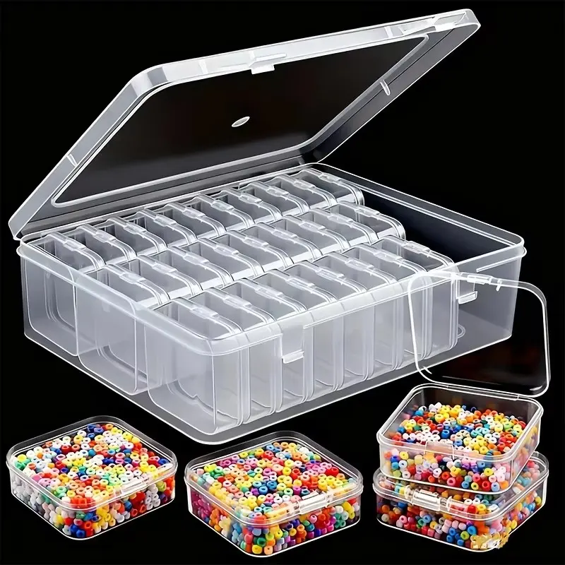 31pcs Organizer Box with Small Containers, Divided Compartments for Beads, Hair Ties, Jewelry Storage, Home Organizers, Compartmentalized Organizers, Durable Plastic & 15/31 Set