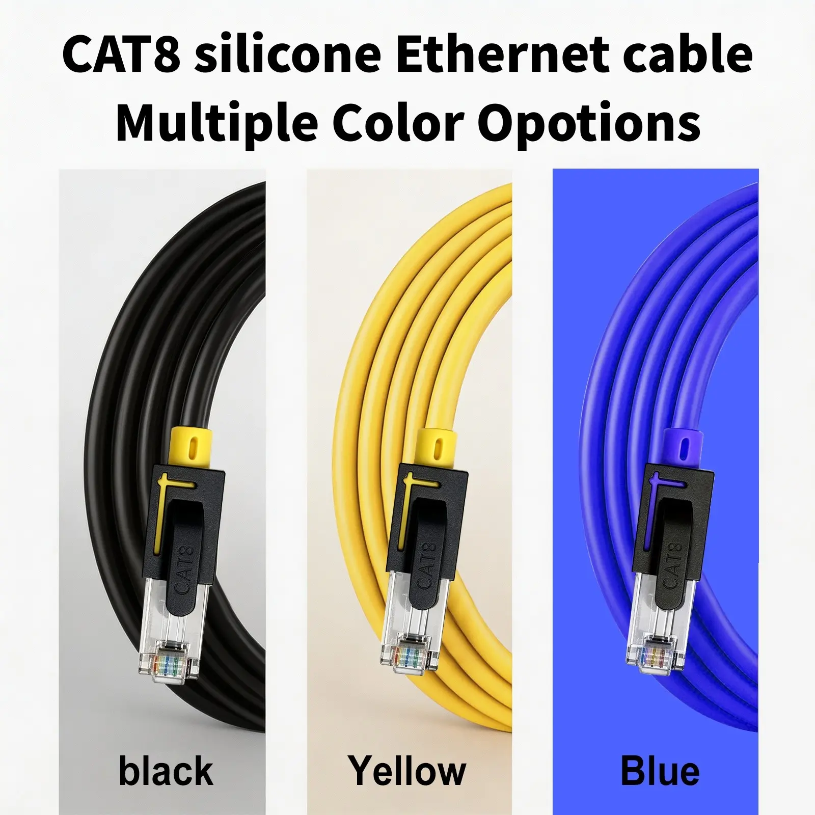 High-Quality Liquid Silicone Cat8 Ethernet Cable, Gaming Grade Ultra-Fast Network Cable, 40gbps 2000mhz, Home Router Computer TV Ps5