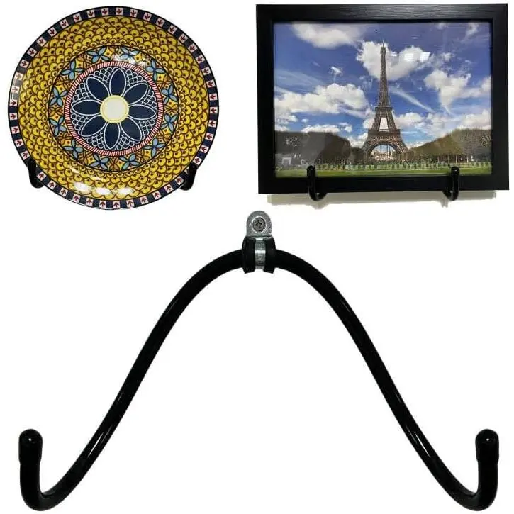 Wall Mount Metal Display Stand, Black Easel Plate Display Photo Holder Stand, Displays Picture Frames, Decorative Plates, Tablet and Art,  Decoration, suitable for 8-10 inch plates