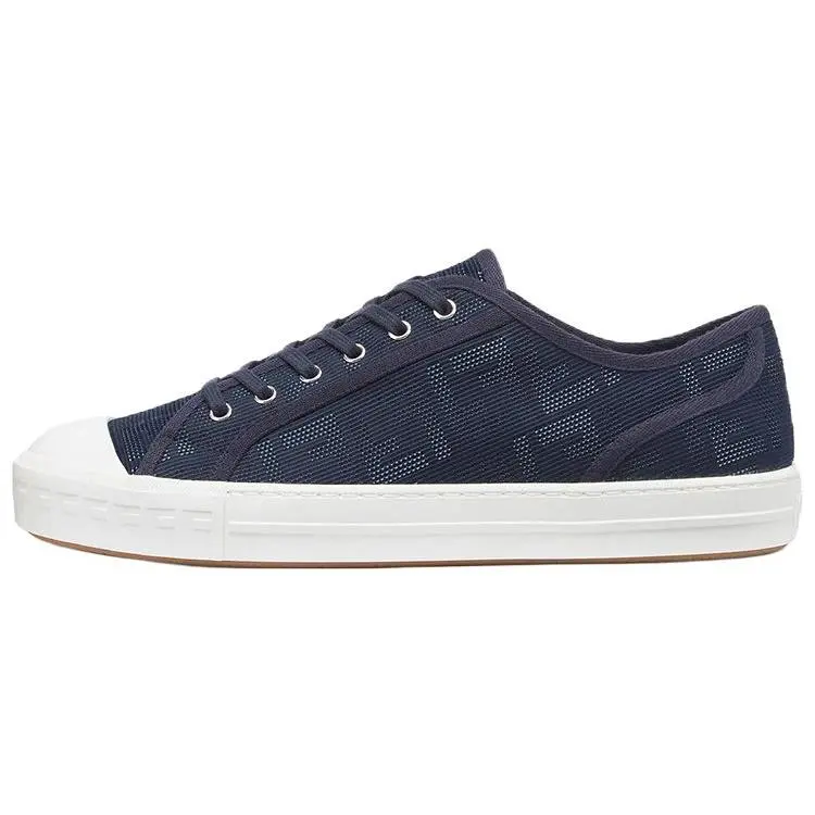 Fendi Domino Fabric Low-Top Fashion Sneakers for Men in Deep Blue Verifiable, with credentials and supporting global authentication