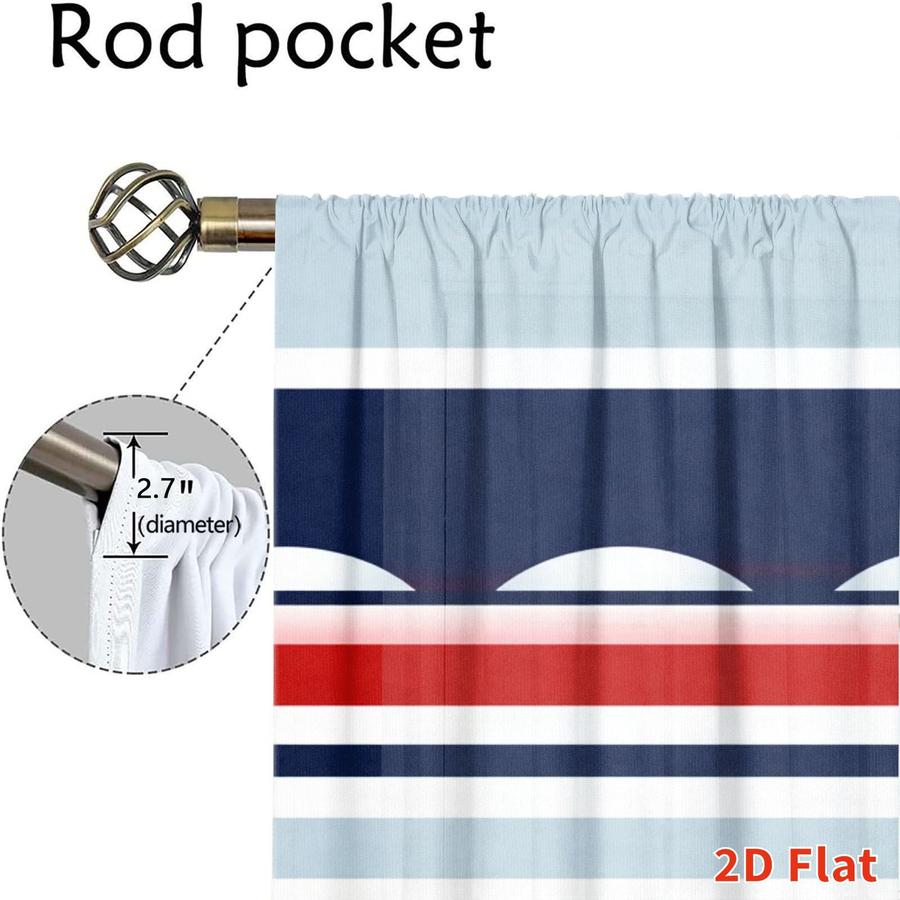 2Pcs Modern Striped Nautical Pattern Sun Blocking Curtains Digital Printed Rod Pocket, Window Treatment For Bedroom Office Kitchen Living Room Study Home Decor