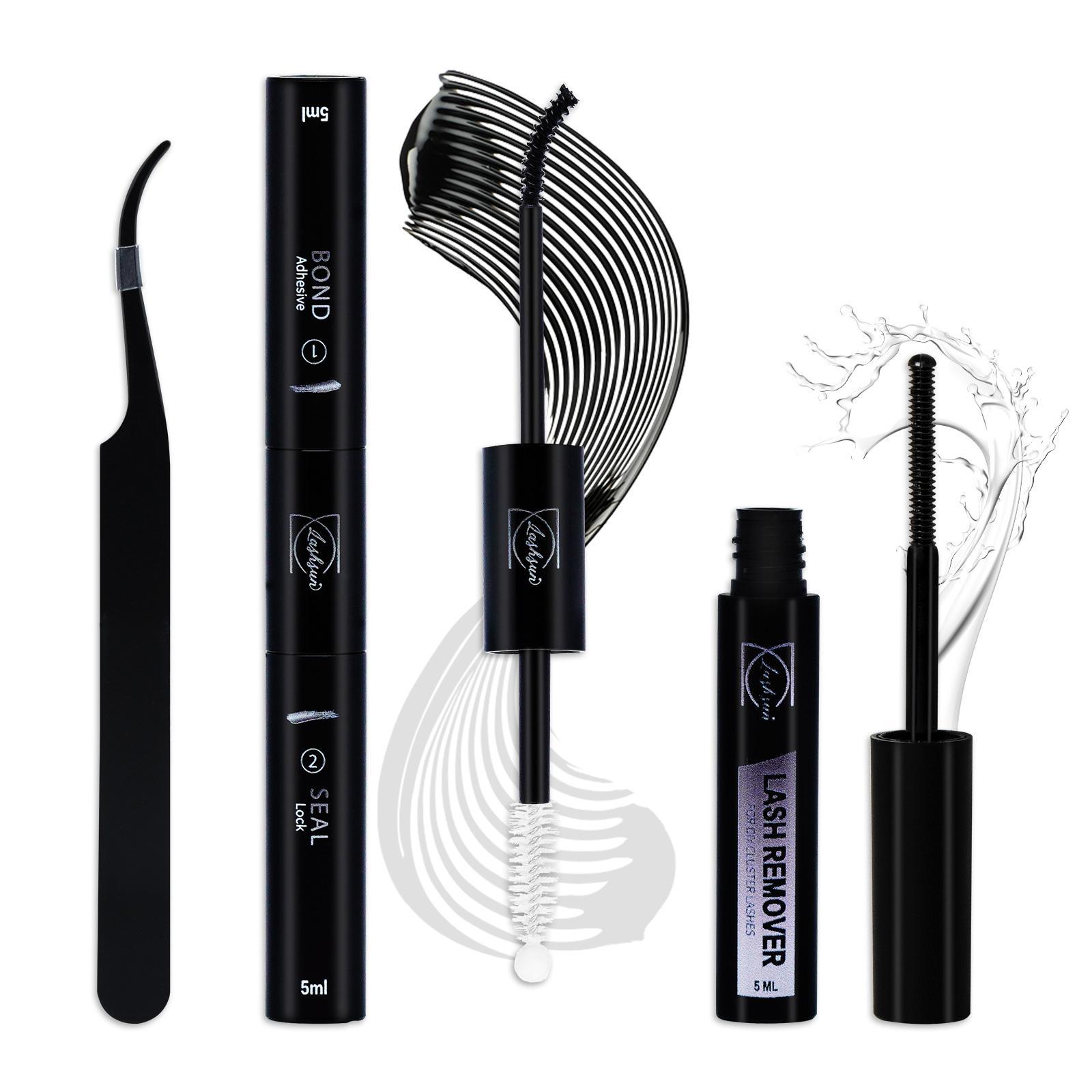 Lash Bond and Seal/Lash Remver/Twzzers, Eye Makeup Tool for Women & Girls, Eyelash Tools for Beginners Self Use at Home