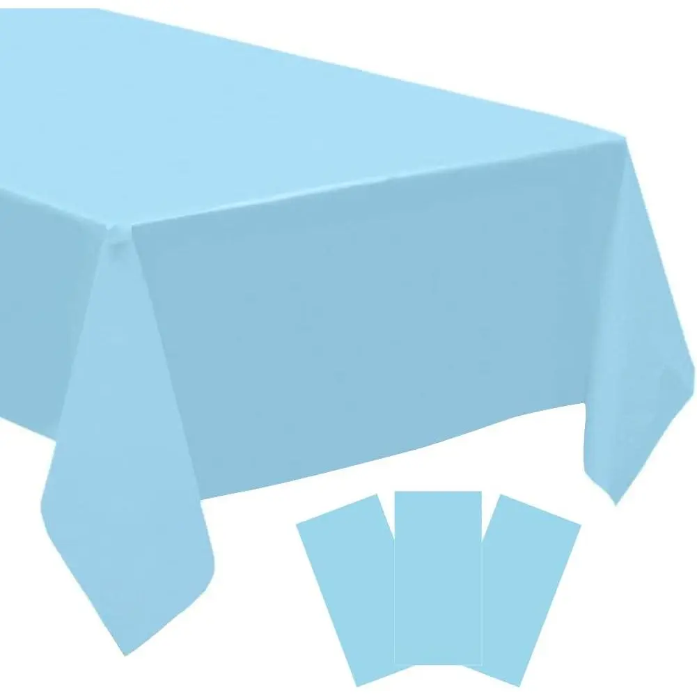 3 Pack Blue Disposable Tablecloth, 54" x 108"  Blue Plastic Table Covers, Decorative Rectangle Tablecloth for Parties, Events, Wedding, Inddors & Outdoors