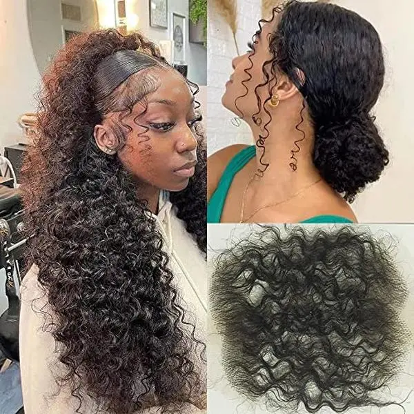 4Pcs HD Swiss Lace Baby Hair Edge Stripes Reusable More Natural for Women HD Lace Hairline Baby Hair HD Swiss Lace Baby Hair Edge Stripes Real Human Hair Curly More Natural for Women Reusable Swiss Lace Hairline Baby Hair Curly Natural Color