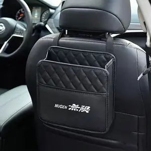 Universal Leather Rear Seat Hanging Car Organizer, Foldable Portable Seat Back Multi-Pocket Storage Bag for Honda Mugen Car Accessories