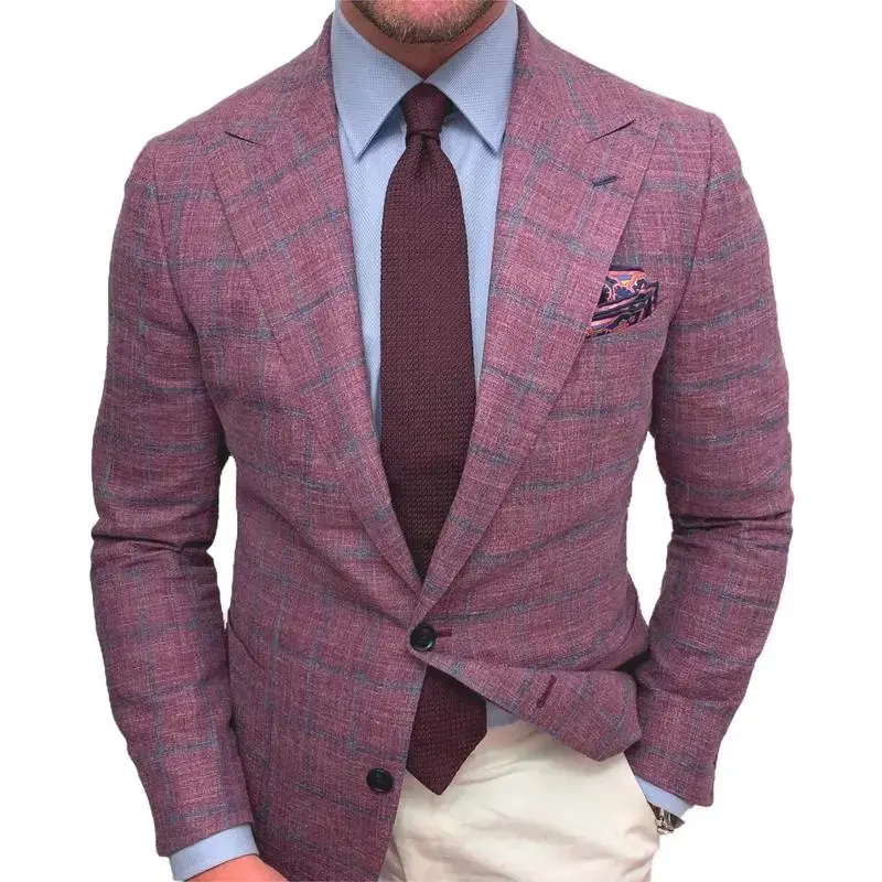 Mens Plaid Blazer Sports Coat CasualFit Checkered Blazer for Men Party Dating wedding suits