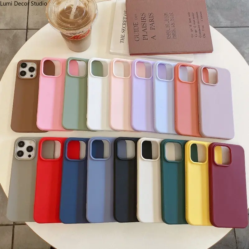 Candy Color Silicone Phone Case - Simple Solid Color Soft Protective Cover for 15and 16 Pro Max Series Phones, Daily Carry