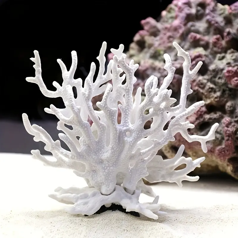 Colorful Resin Coral Aquarium Decoration | Artificial Coral Reef Ornament for Fish Tank Aquascaping | Ocean Theme Home & Aquarium Decor | 3 Colors Available