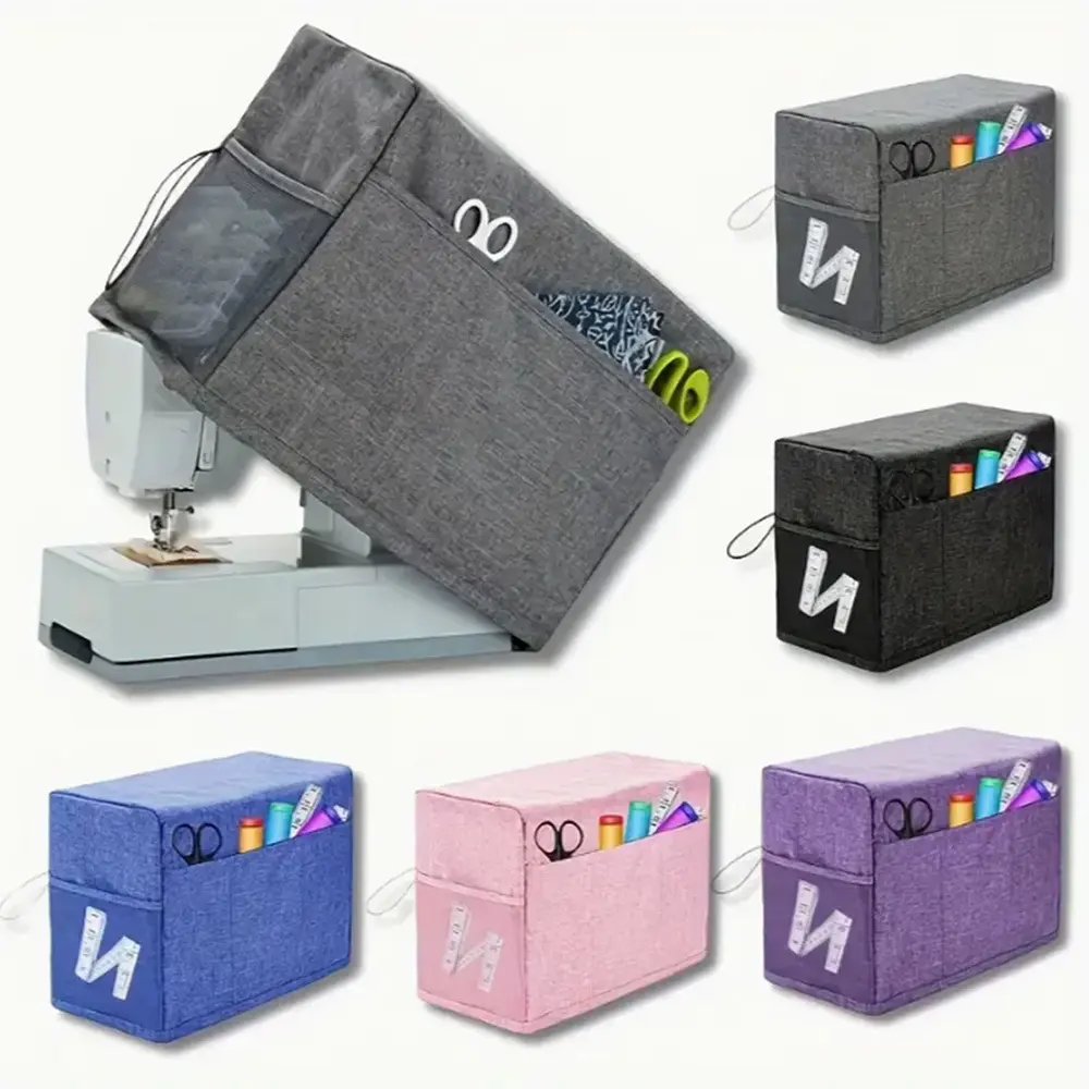 Sewing Machine Cover with Multiple Storage Pockets, Dustproof Protective Cover, Organizer for Sewing Accessories, Fits Standard Sewing Machines
