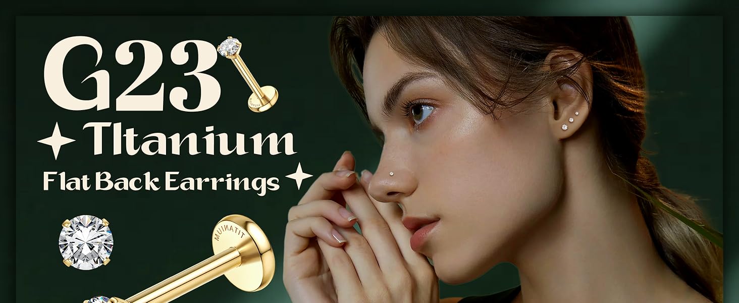 CASSIECA 3 Pairs G23 Titanium Flat Back Earrings Hypoallergenic 14K Plated Gold Filled Internal Thread Stud Earring 16G 18G Cartilage Helix Tragus Conch Piercing Jewelry Nose Lip Labret Studs for Women Men CASSIECA 3 Pairs G23 Titanium Flat Back Earrings Hypoallergenic 14K Plated Gold Filled Internal Thread Stud Earring 16G 18G Cartilage Helix Tragus Conch Piercing Jewelry Nose Lip Labret Studs for Women Men