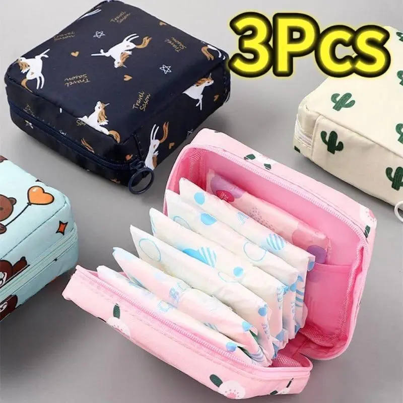 Women Tampon Storage Bag Case Sanitary Pad Pouch Napkin Cosmetic Bags Organizer Ladies Makeup Bag Girls Tampon Holder Organizer