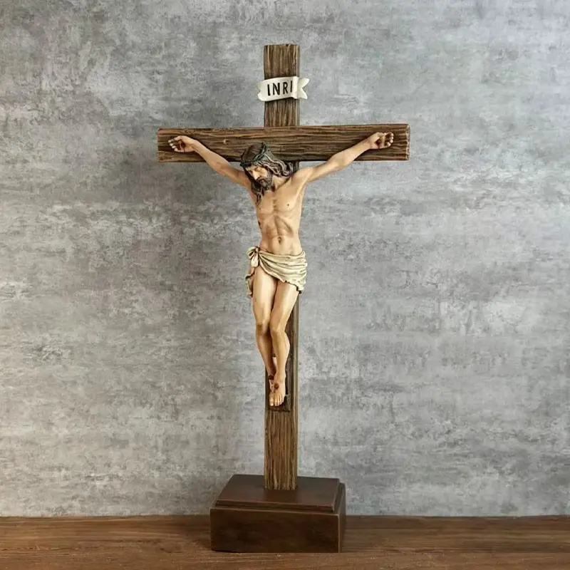 Cross Decoration Jesus Christian Cross Home Decor, Religious Decorations, Wall Art Sculpture, Religious Gift, Renaissance Handmade Statue