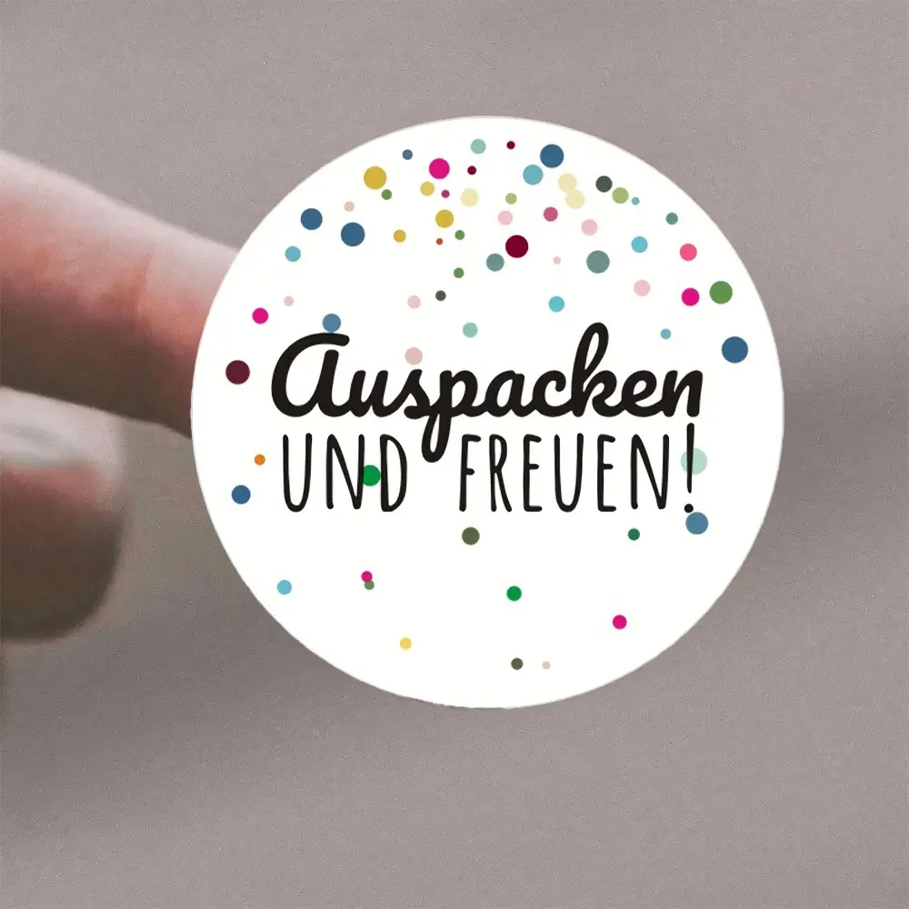 72 German Stickers, 1.57 Inch Round Self-Adhesive Labels, Wedding Invitations, Party Decor, Thank You Cards, Gift Tags, Multicolor Dotted Border