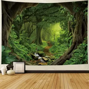 Misty Forest Backdrop Party Backdrop Birthday Decoration Photo Background Wall Decor Event Decoration Photography Background Woodland Holiday Nature Festival Premium Polyester Fabric Indoor Outdoor Decor