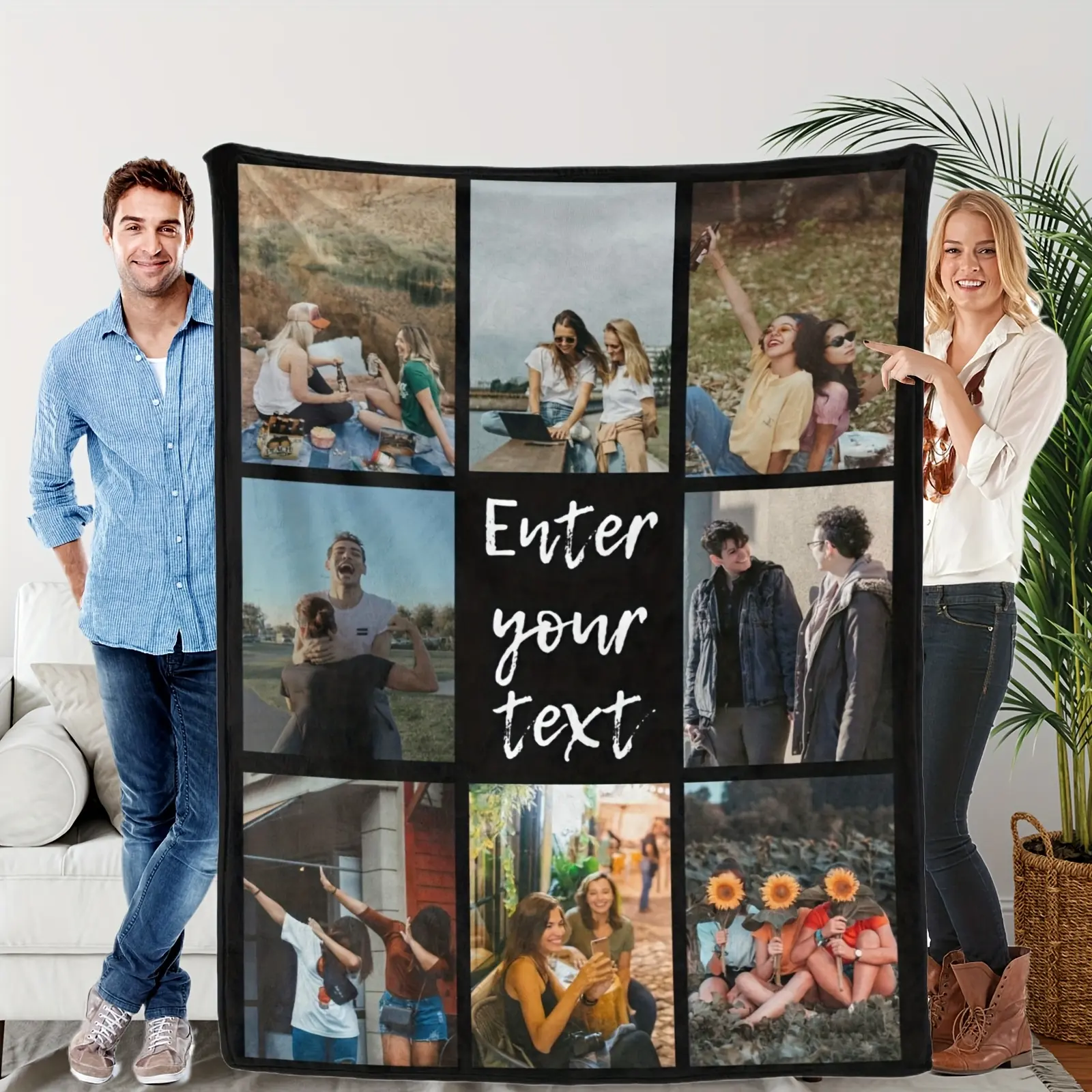 Customized blanket, personalized blanket with photos, customizable with 8 different images, suitable as a personalized gift for friends, mothers, fathers, flannel blanket birthday gift,Christmas,warm,,Oogie,digital,print