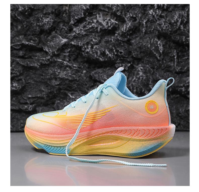 (New)Shoes For Men - Running Shoes For Men Of Large Size, Featuring A Blue And Pink Gradient Breathable Mesh, Shock-absorbing And Anti-slip Sole, And A Lace-up Closed Round Toe Design.These Are Casual Shoes Suitable For Running And Camping