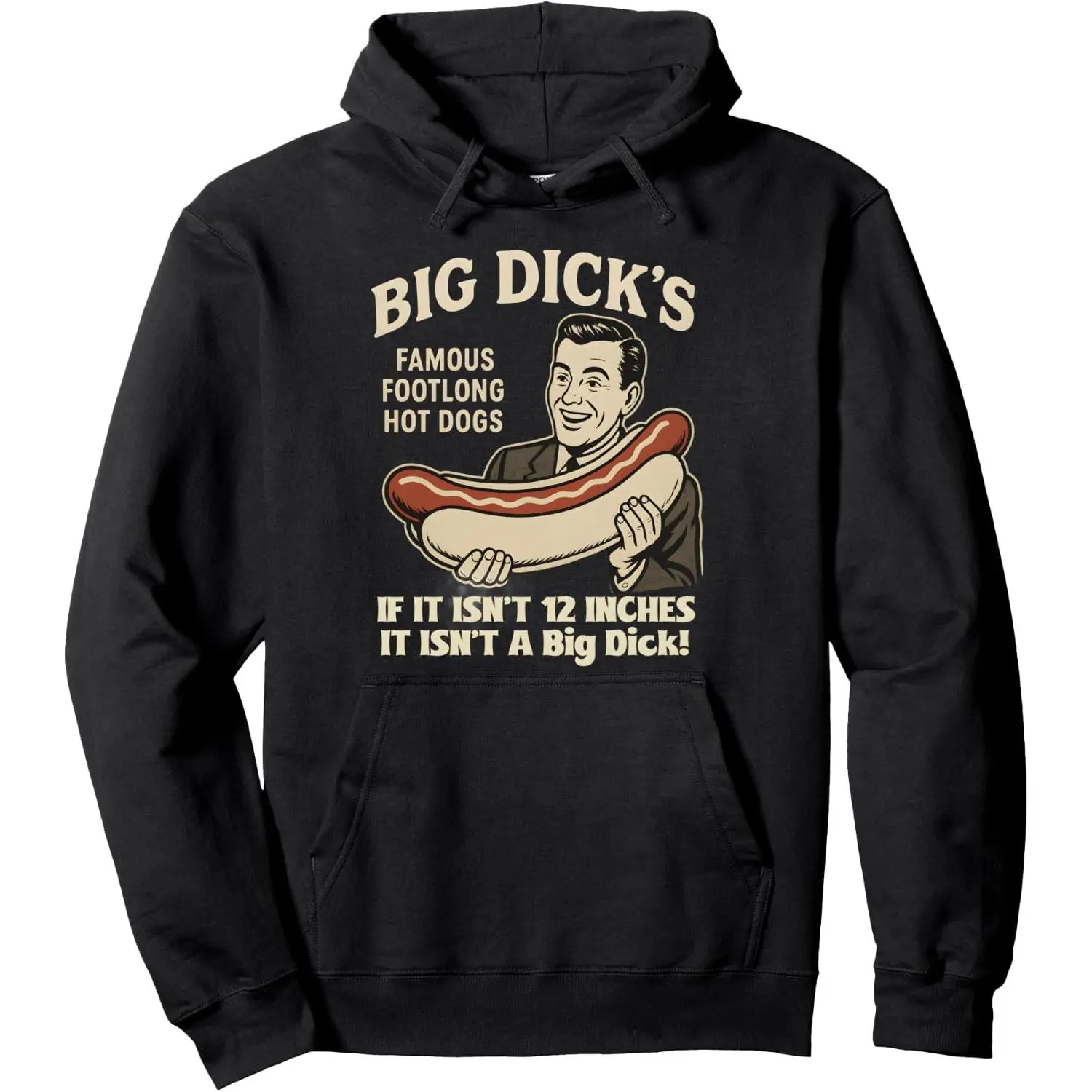 Big Dick's Famous Footlong Hot Dogs Retro Funny Wiener Pullover Hoodie