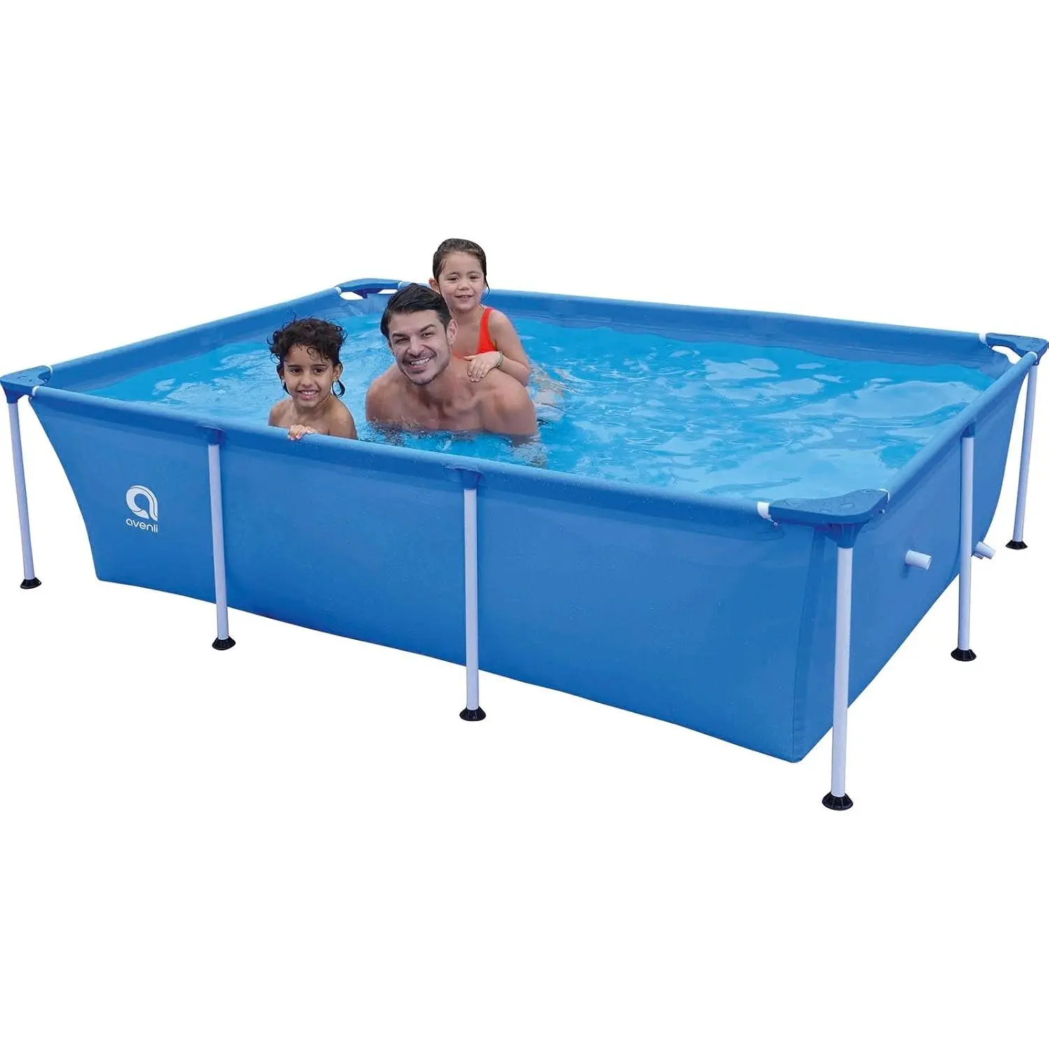 Rectangular Steel Frame Above Ground Swimming Pool for Adults - 6.2ft x 4.2ft x 16.5in, Multi-Layer PVC, Easy Setup, Backyard Lawn Water Fun