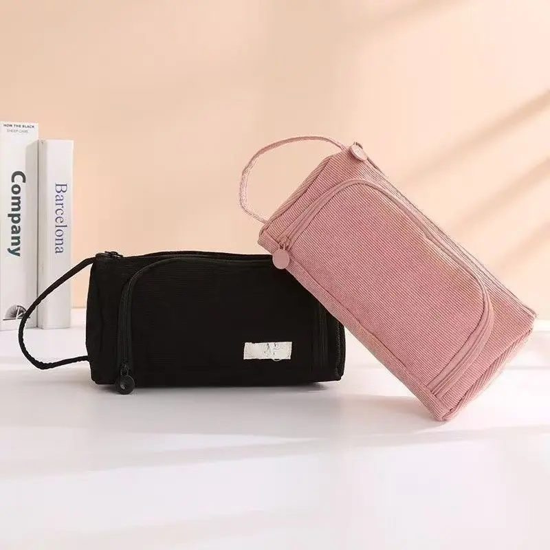 Triangular Large-Capacity Zipper Pencil Case with Hand Strap - Unisex Portable Multi-Functional Storage Bag for Students, Study Office Needs