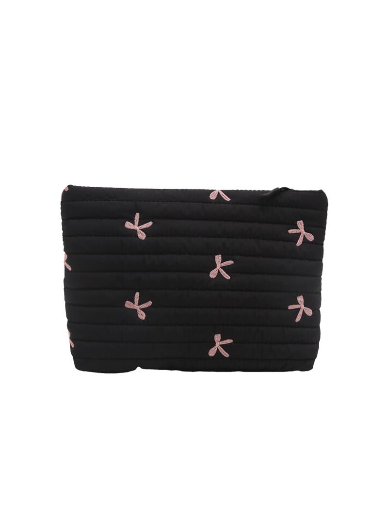 Solid color quilted design clutch bag, large capacity zipper travel storage bag, women's portable travel storage bag, back to school season, suitable for daily commuting and travel, school portable bag, Quilted Purse