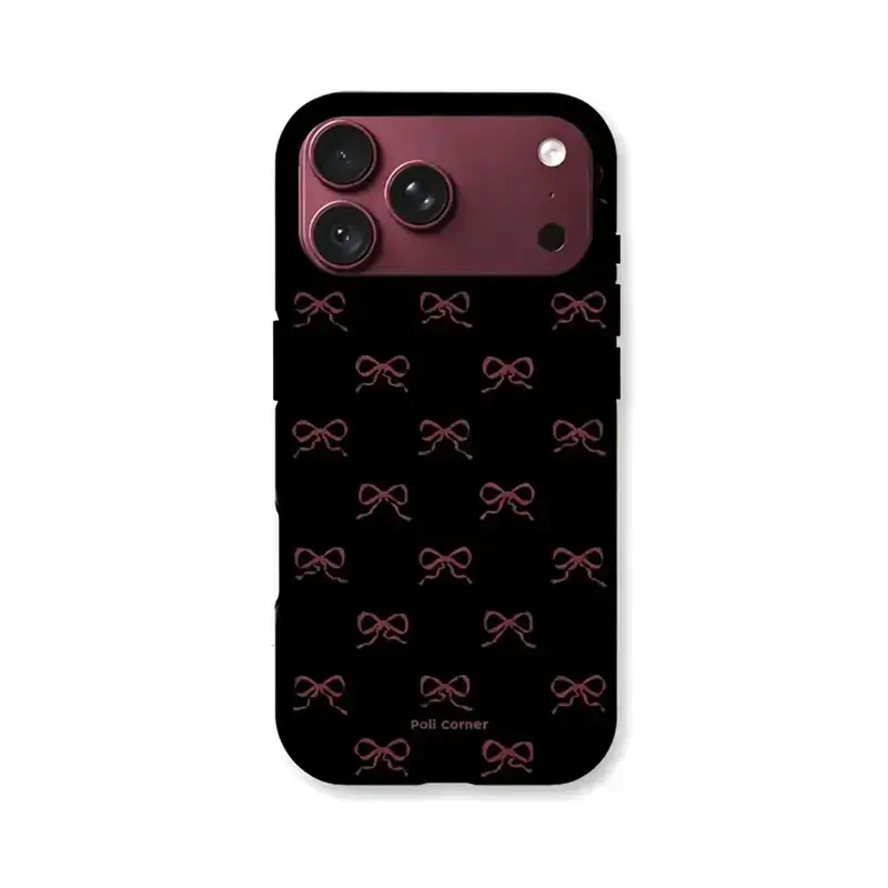 2-in-1 Magnetic Polka Dot Bow Film Phone Case, Anti-Fall Shockproof Black Protective Back Casing for iPhone 18 Pro Max, 17E, 17, 16, 15, 14, 13, 12, 11 Pro Plus Air - Handheld Cellphone Devices Protection, Fan Gift Fit