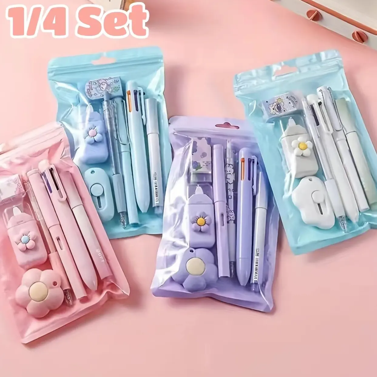 Cute Stationery Set, 1/2/4 Sets Writing Essentials Set, Pen Set, School Supplies Gift for Student & Stationery Supplies for Home School Office, School Classroom Supplies, Homeschool Supplies