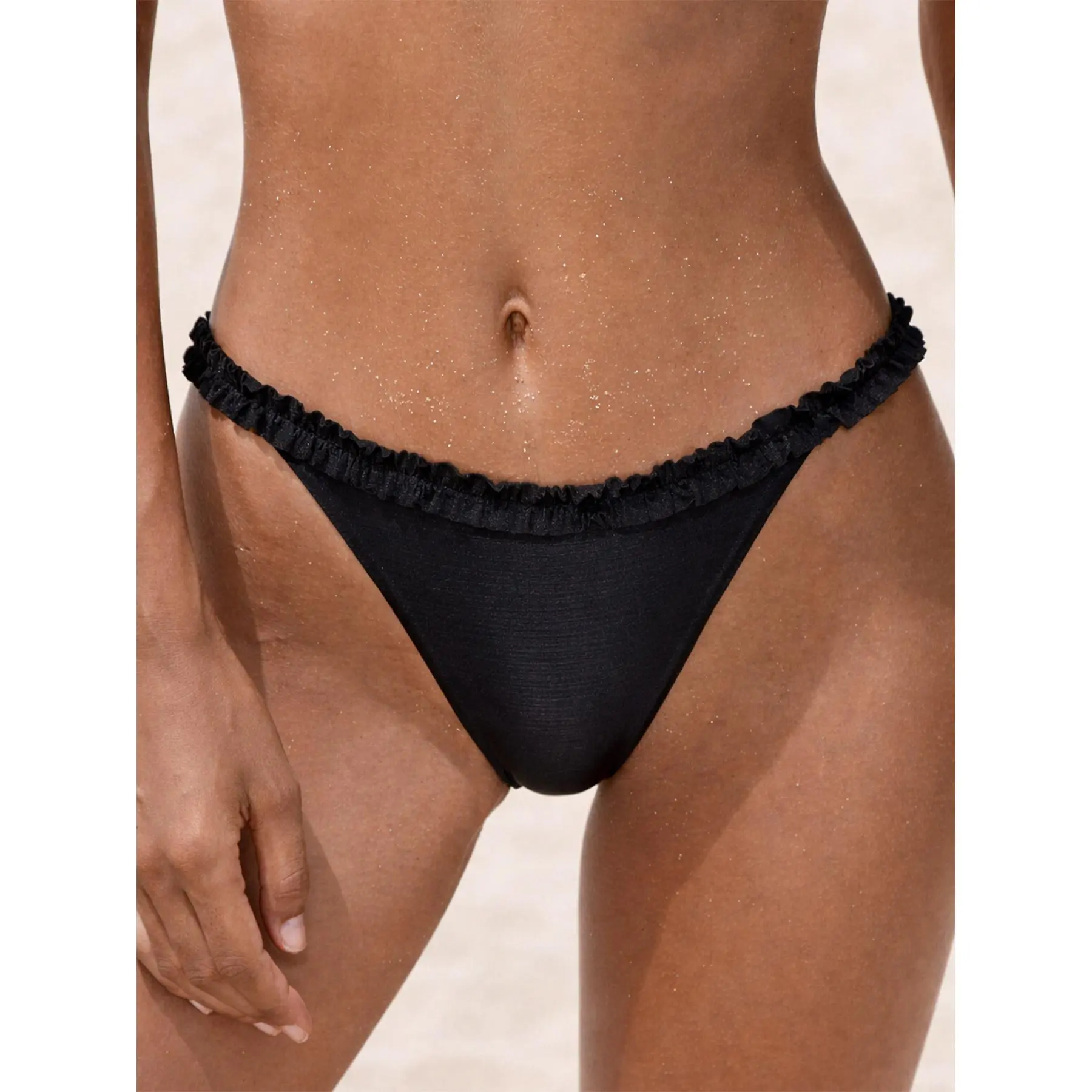 Black Ruffled Bikini Bottom