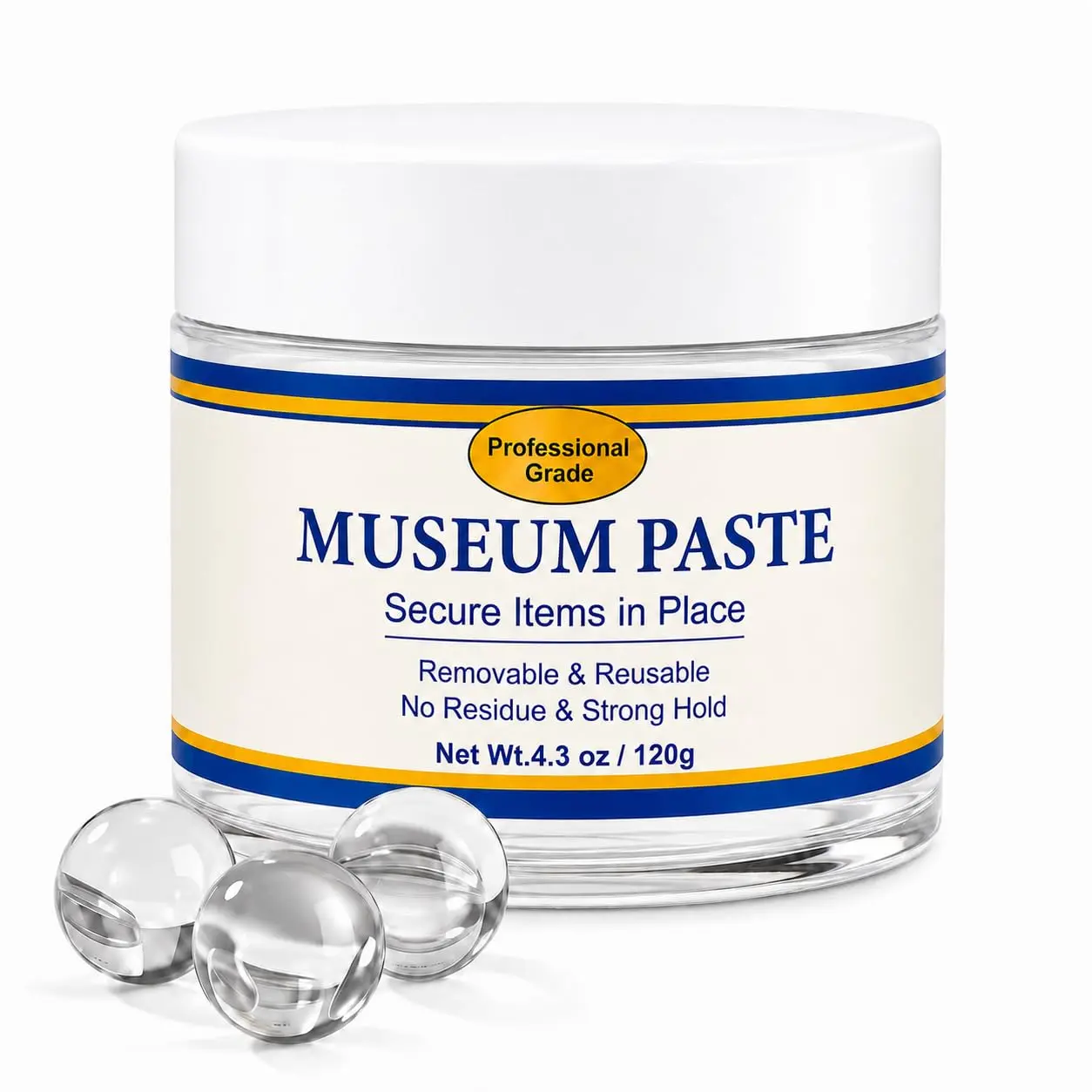 4.3 oz Museum Putty Clear Removable, Transparent Museum Gel & Museum Wax for Securing Collectibles, Decorations and Art Displays,  Museum Glue No  Adhesive for Preventing Falls