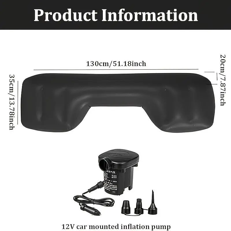 Inflatable Car Bed with Pump, Blow Up Bed, Airbed, Portable Sleeping Pad for Back Seat, Camping Travel Rest, Fills Gaps, Easy to Use