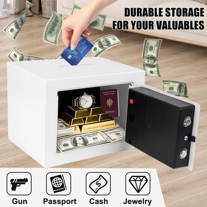 Mini Electronic Safe Box With Digital Keypad & Keys  Small Deposit Boxes Slot Safety For Home Office Dorm Drop-resistant Durable (white) Mini Electronic Safe Box With Digital Keypad & Keys  Small Deposit Boxes Slot Safety For Home Office Dorm Drop-resistant Durable (white)