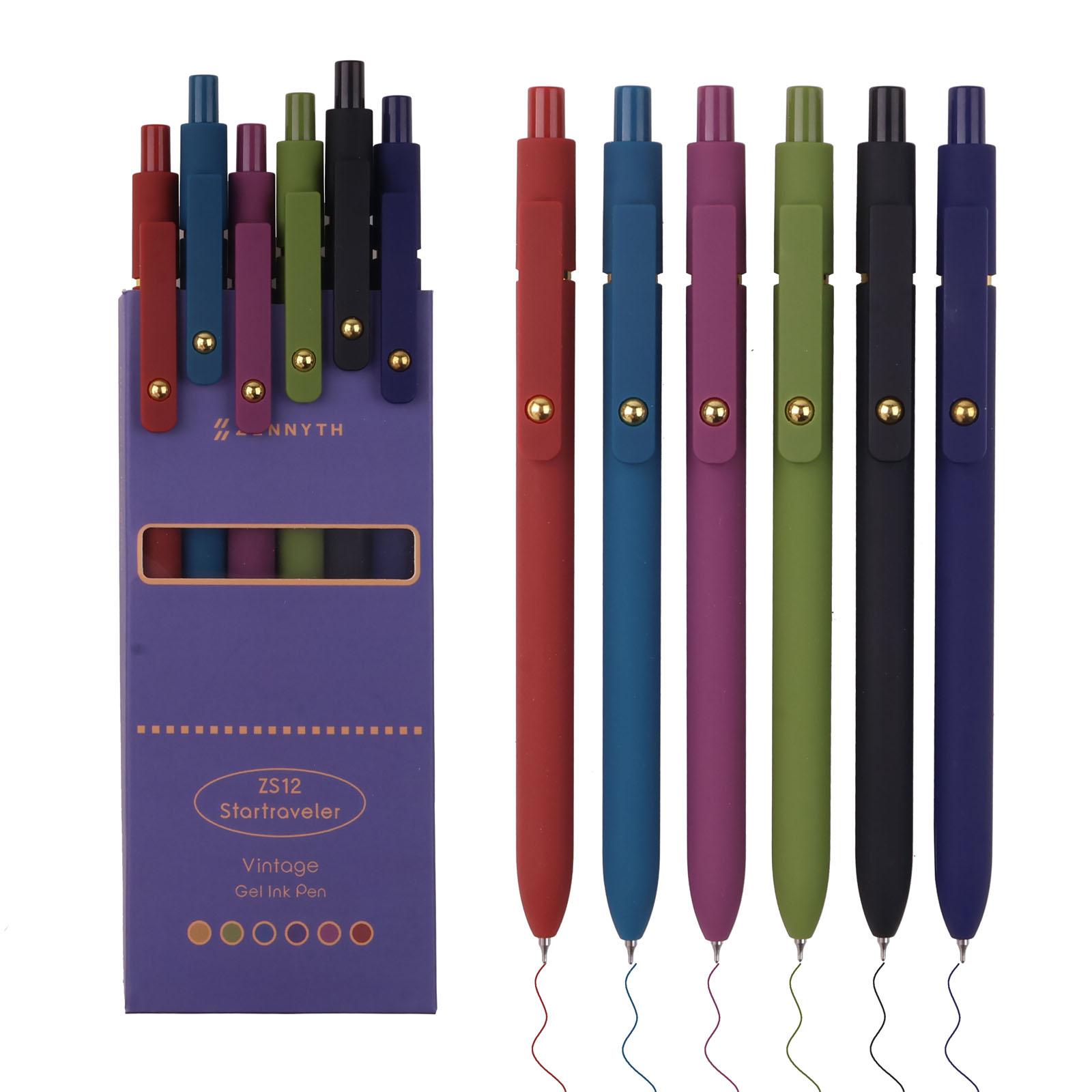 0.5mm Retractable Ballpoint Pen, 6 Counts/set Rollerball Pen Set Random Color Quick Dry Ballpoint Pen, Writing Pen for Office & School, Office Stationery & Supplies