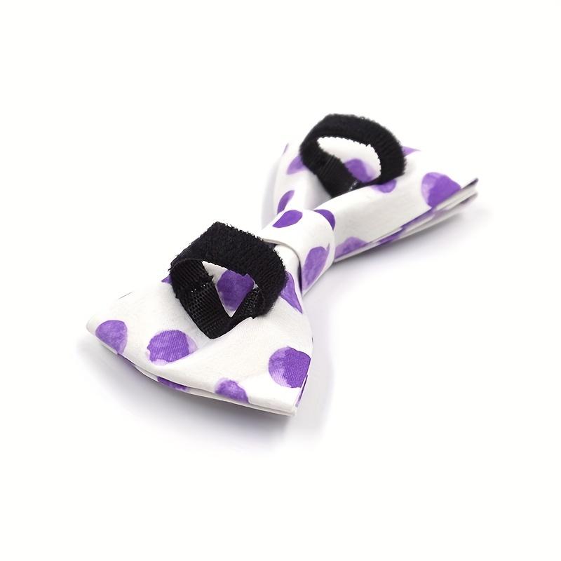 [Personalized] 3pcs/set Light Purple Polka Dot Adjustable Pet Dog Collar, Leash Bow Tie Set, Free Laser Engraved Dog's Name, And Owner's Phone Number, Wedding Gift For Dogs Customized