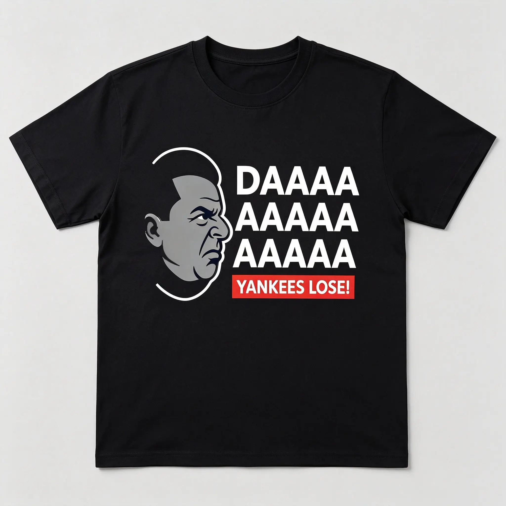Unisex 100% Cotton Classic Short-Sleeve T-Shirt - Breathable Daaaa Yankees Lose Meme Printed Tee, Funny Baseball Rivalry Crew Neck Streetwear Top for Sports Fans Game Day Outfits