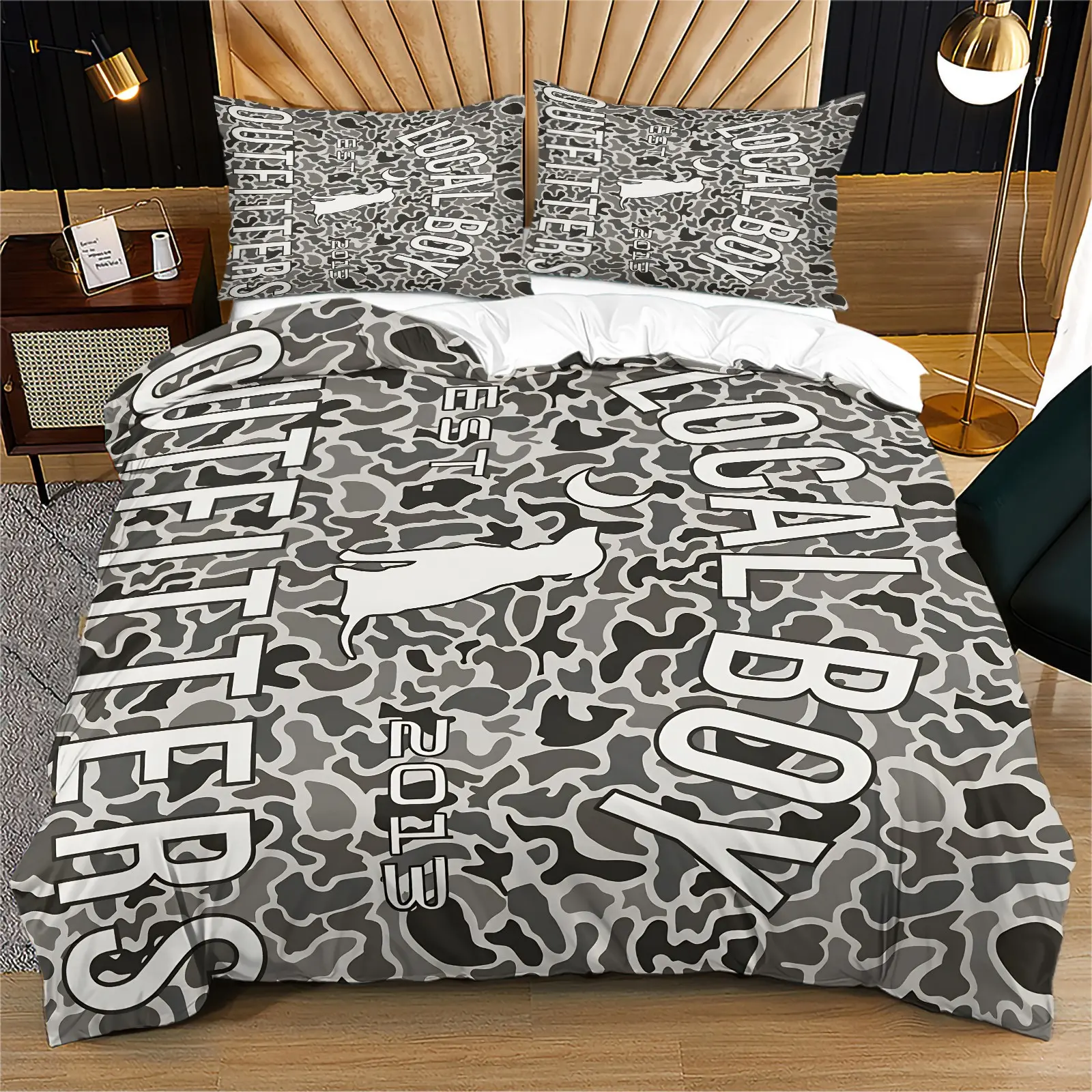 Camo Deer Bedding Set, 2/3 Pcs Duvet Cover & Pillowcases, All Season Western Outdoor Hunting Theme, Ideal Housewarming Gift, Decorative Bedding Set