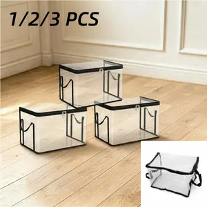 Transparent Thick Plastic Storage Box with Lid, Large Capacity Organizer for Home Camping Travel, Moving Essentials Container