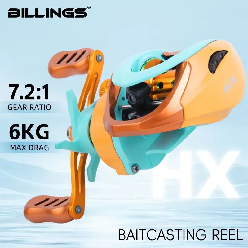 Billings Hx Series Casting Reel, 7.2:1 Gear Ratio, 13lb Brake Force, Lightweight 153g, Ceramic Line Guide, Ideal for Bass Fishing