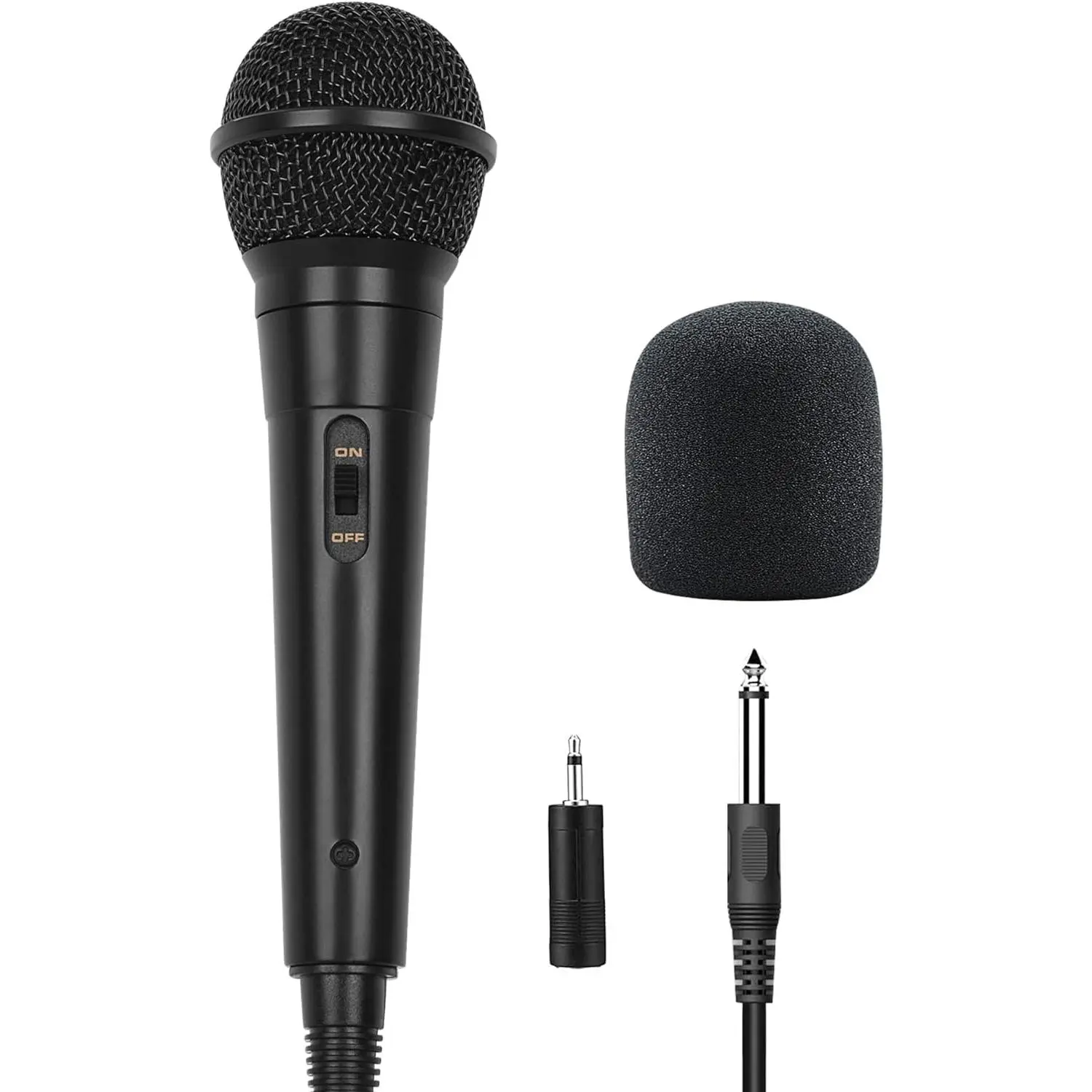 Cardioid Dynamic Handheld Wired Microphone - 13ft Cable, ON/OFF Switch, Noise-Reducing, Rugged, Comfortable with Good Quality Materials, 12.3oz, Compatible with Amp, Karaoke Singing Machine, Mixer, Speakers