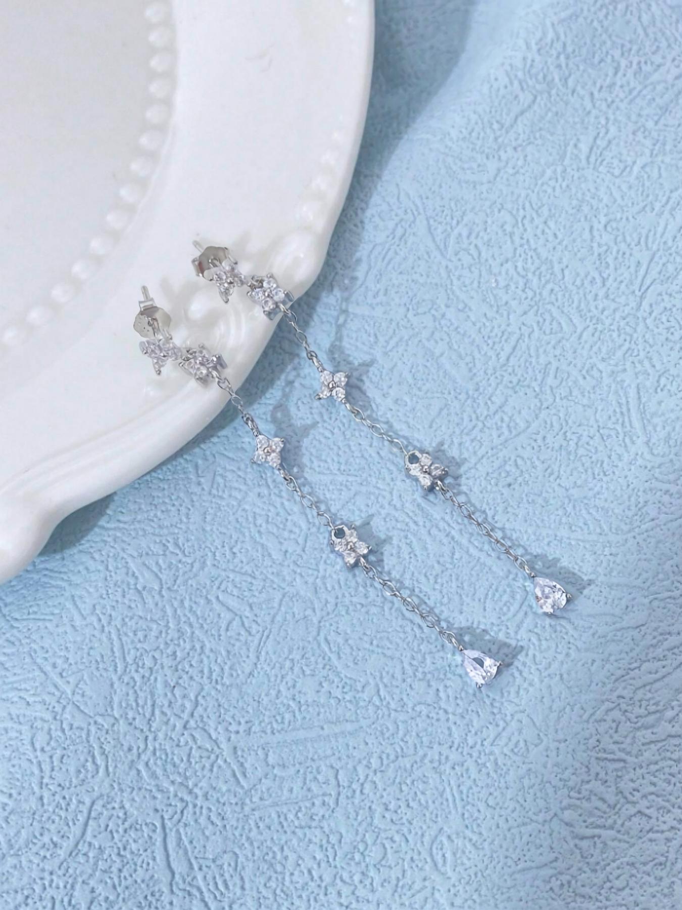 925 Sterling Silver Dangle Earrings, Elegant Chain Earrings for Women & Girls, Trendy All-match & Exquisite Jewelry for Birthday Gift